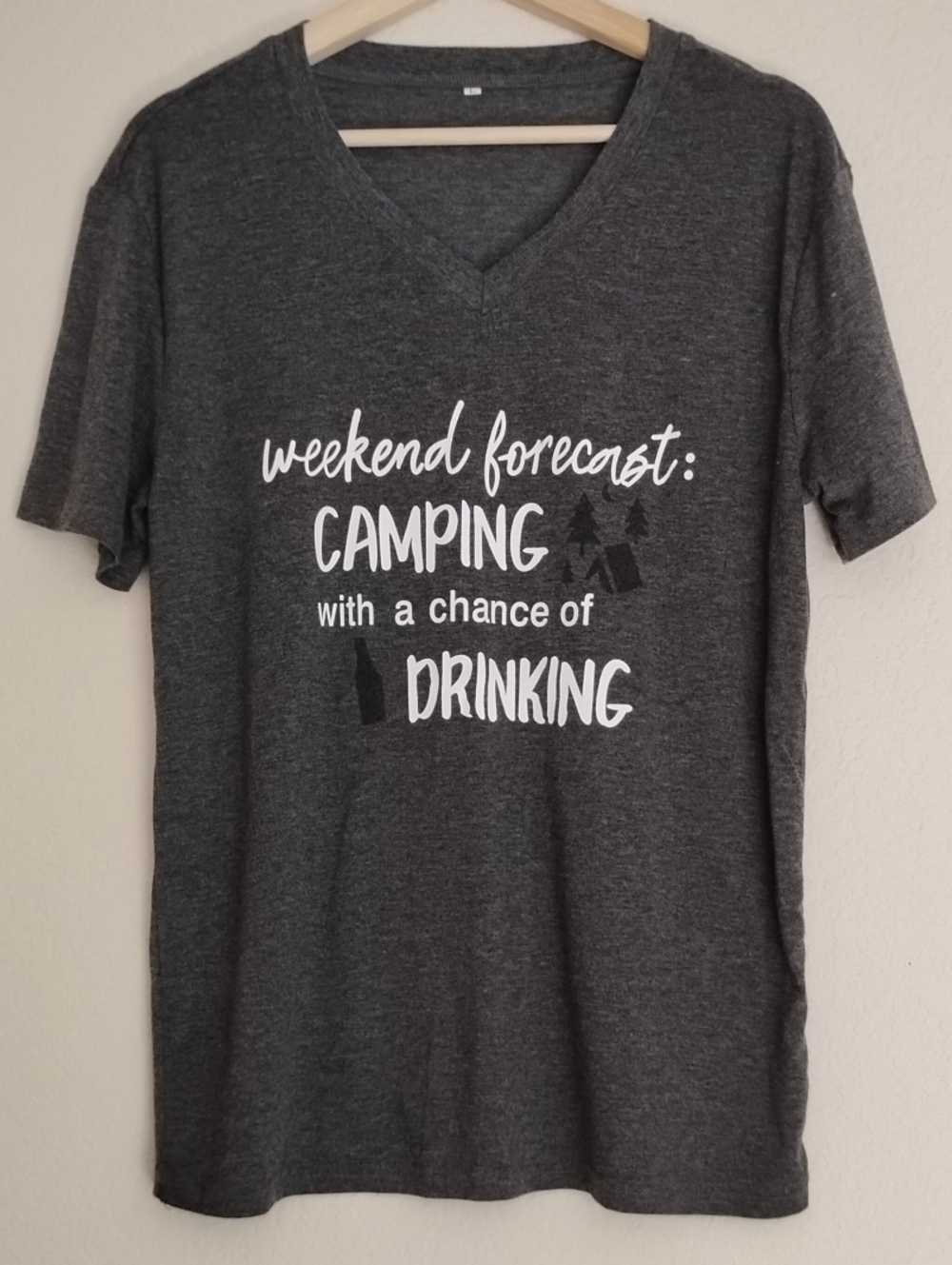 Funny Camping T: "Weekend Forecast: Camping With A Chance Of Drinking" T-shirt